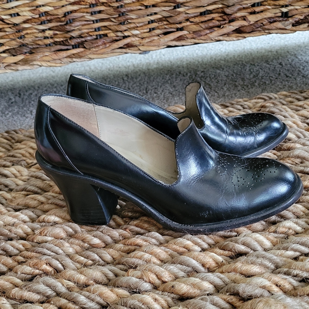 Kenneth Cole Black Leather Block Heels